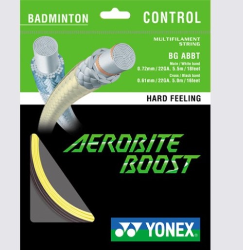 YONEX Aerobite Boost Badminton String (2 Packs), Gray/Yellow